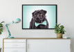 Lustiger Mops mit Fliege auf Leinwandbild gerahmt verschiedene Größen im Wohnzimmer