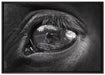 Auge schwarzer Hengst schwarz weiß auf Leinwandbild gerahmt Größe 100x70