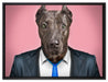 Manager Hund mit Anzug auf Leinwandbild gerahmt Größe 80x60