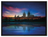 Polarlichter Skyline Köln auf Leinwandbild gerahmt Größe 80x60