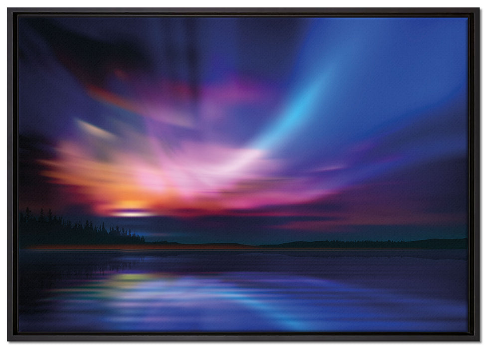Nordische Polarlichter auf Leinwandbild gerahmt Größe 100x70