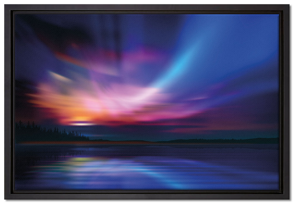 Nordische Polarlichter auf Leinwandbild gerahmt Größe 60x40