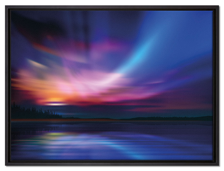 Nordische Polarlichter auf Leinwandbild gerahmt Größe 80x60