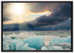 Blaues Polareis im Sonnenschein auf Leinwandbild gerahmt Größe 100x70