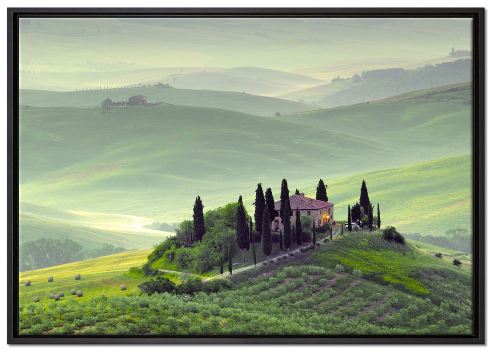 Wunderschöne Toskana Landschaft auf Leinwandbild gerahmt Größe 100x70