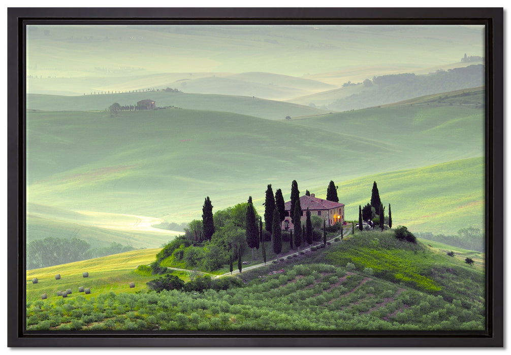 Wunderschöne Toskana Landschaft auf Leinwandbild gerahmt Größe 60x40