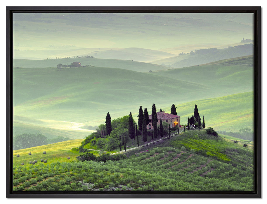 Wunderschöne Toskana Landschaft auf Leinwandbild gerahmt Größe 80x60