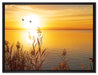 Sonnenuntergang am See auf Leinwandbild gerahmt Größe 80x60