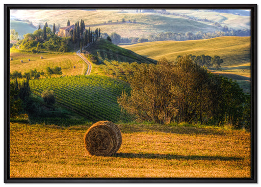 Italienische Toskana Landschaft auf Leinwandbild gerahmt Größe 100x70
