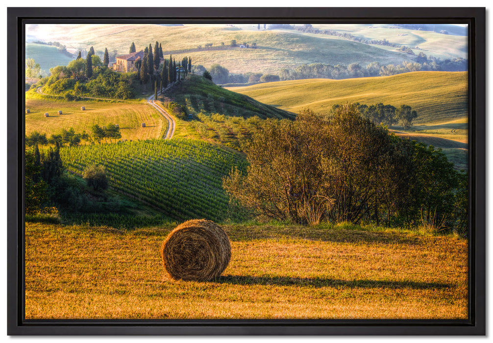Italienische Toskana Landschaft auf Leinwandbild gerahmt Größe 60x40