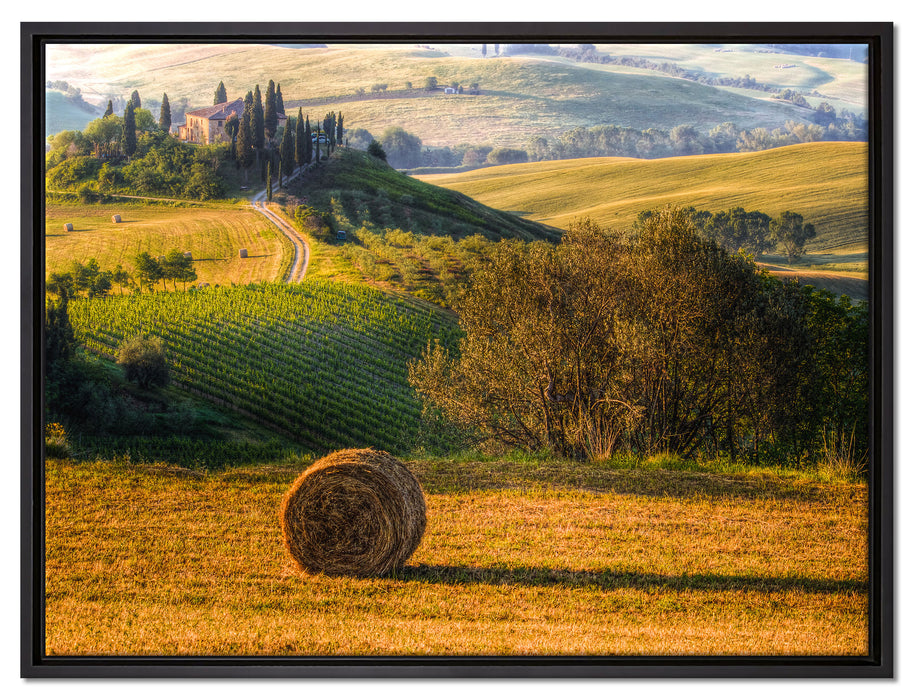 Italienische Toskana Landschaft auf Leinwandbild gerahmt Größe 80x60