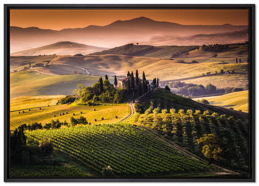 Wunderschöne Toskana Landschaft auf Leinwandbild gerahmt Größe 100x70