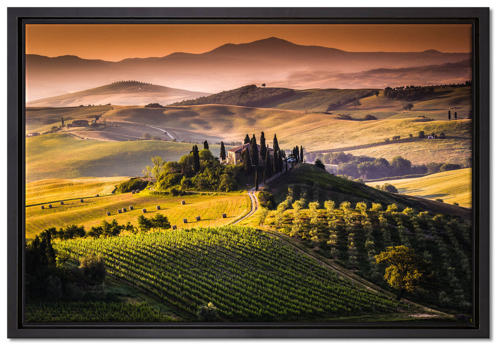 Wunderschöne Toskana Landschaft auf Leinwandbild gerahmt Größe 60x40