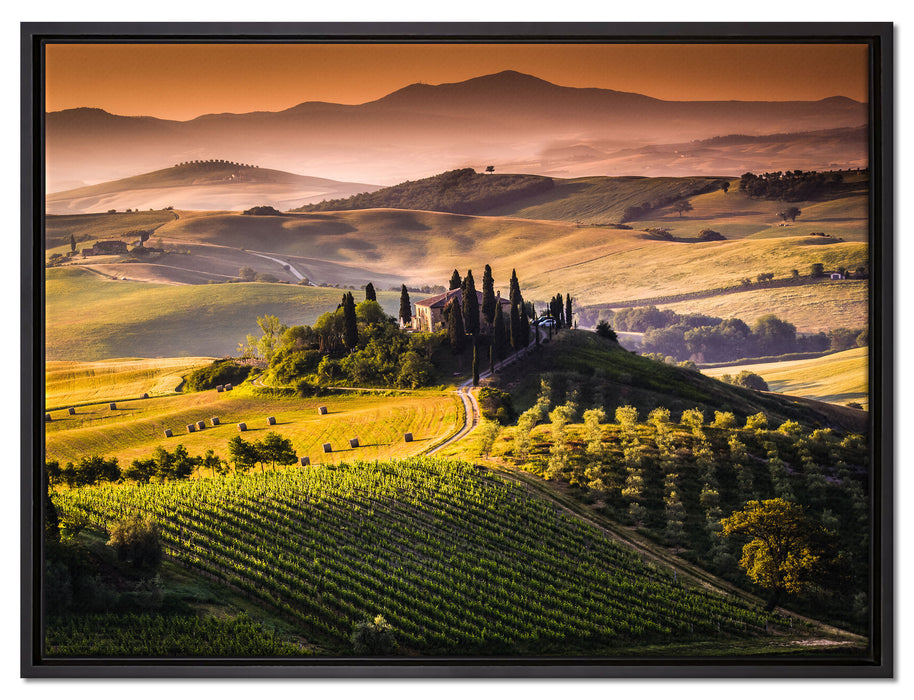 Wunderschöne Toskana Landschaft auf Leinwandbild gerahmt Größe 80x60