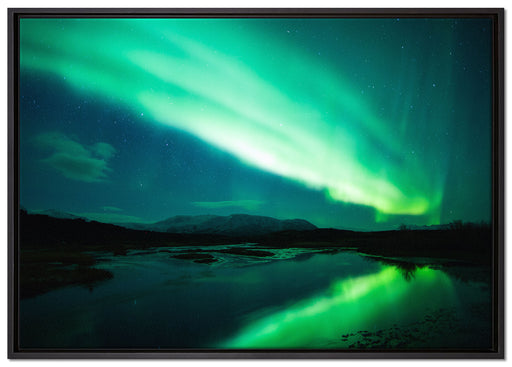 Polarlichter in Skandinavien auf Leinwandbild gerahmt Größe 100x70