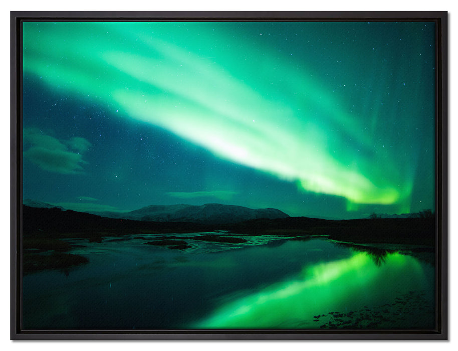 Polarlichter in Skandinavien auf Leinwandbild gerahmt Größe 80x60
