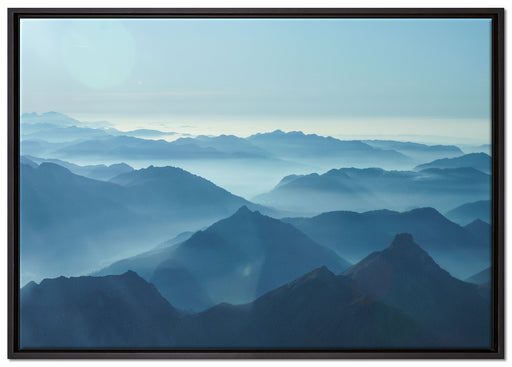 Wunderschöne Alpenberge auf Leinwandbild gerahmt Größe 100x70