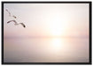 Möwen am Meer bei Sonnenaufgang auf Leinwandbild gerahmt Größe 100x70