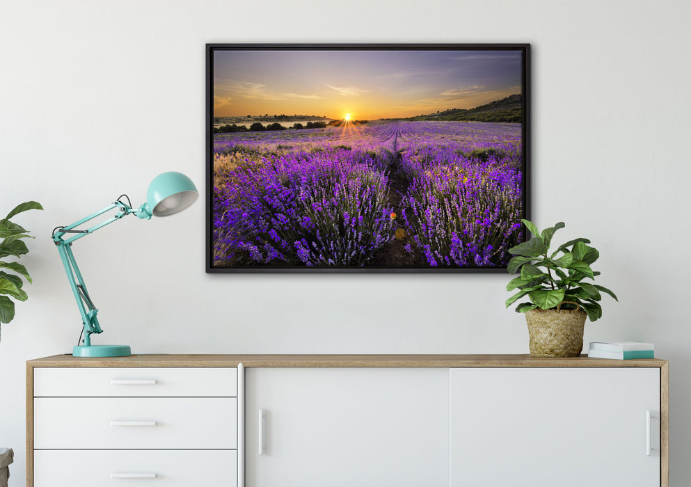 Lavendelfeld in Frankreich auf Leinwandbild gerahmt verschiedene Größen im Wohnzimmer