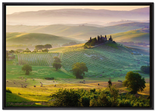 Toskana Landschaft auf Leinwandbild gerahmt Größe 100x70