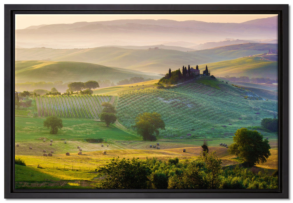 Toskana Landschaft auf Leinwandbild gerahmt Größe 60x40