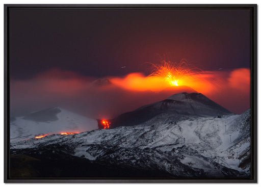 Gefährlicher Vulkanausbruch auf Leinwandbild gerahmt Größe 100x70