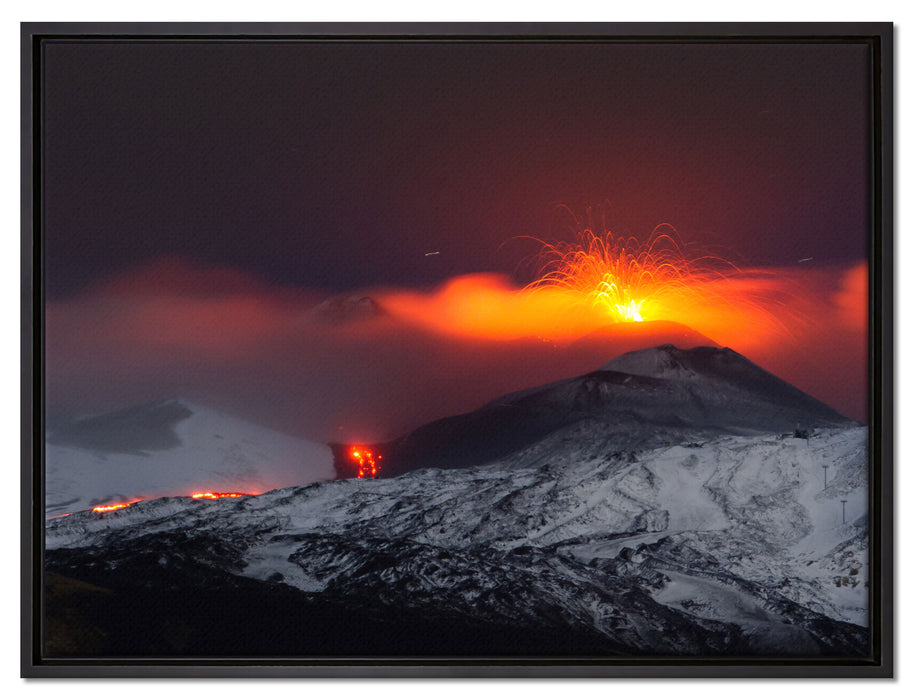 Gefährlicher Vulkanausbruch auf Leinwandbild gerahmt Größe 80x60