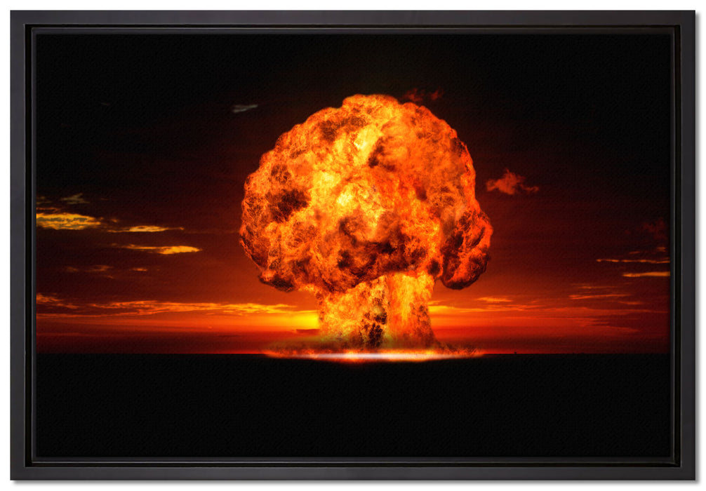 Gefährlicher Atomfeuerpilz auf Leinwandbild gerahmt Größe 60x40