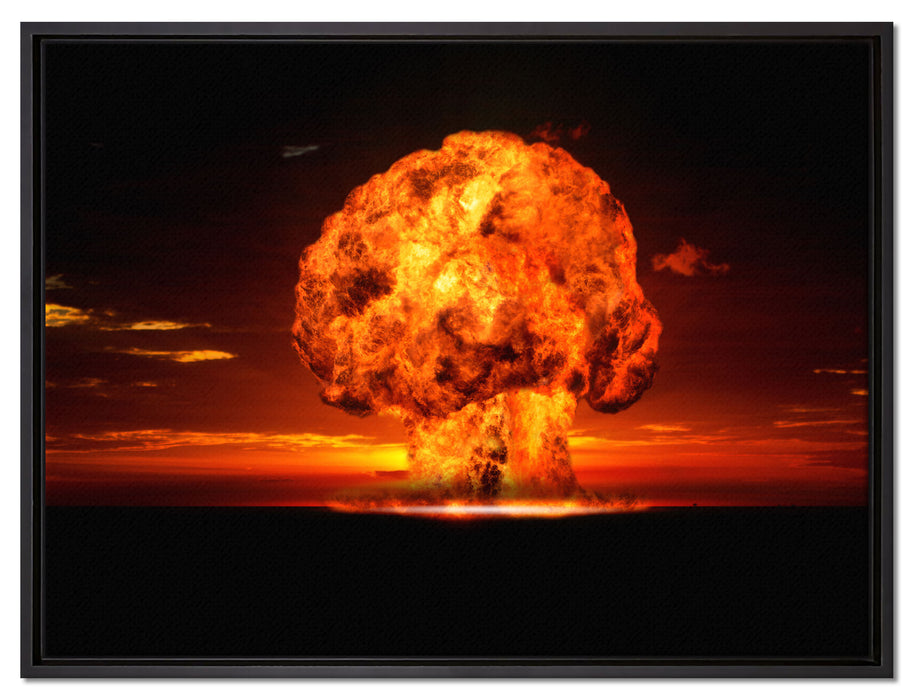 Gefährlicher Atomfeuerpilz auf Leinwandbild gerahmt Größe 80x60