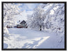 Winterlandschaft mit Hütte auf Leinwandbild gerahmt Größe 80x60
