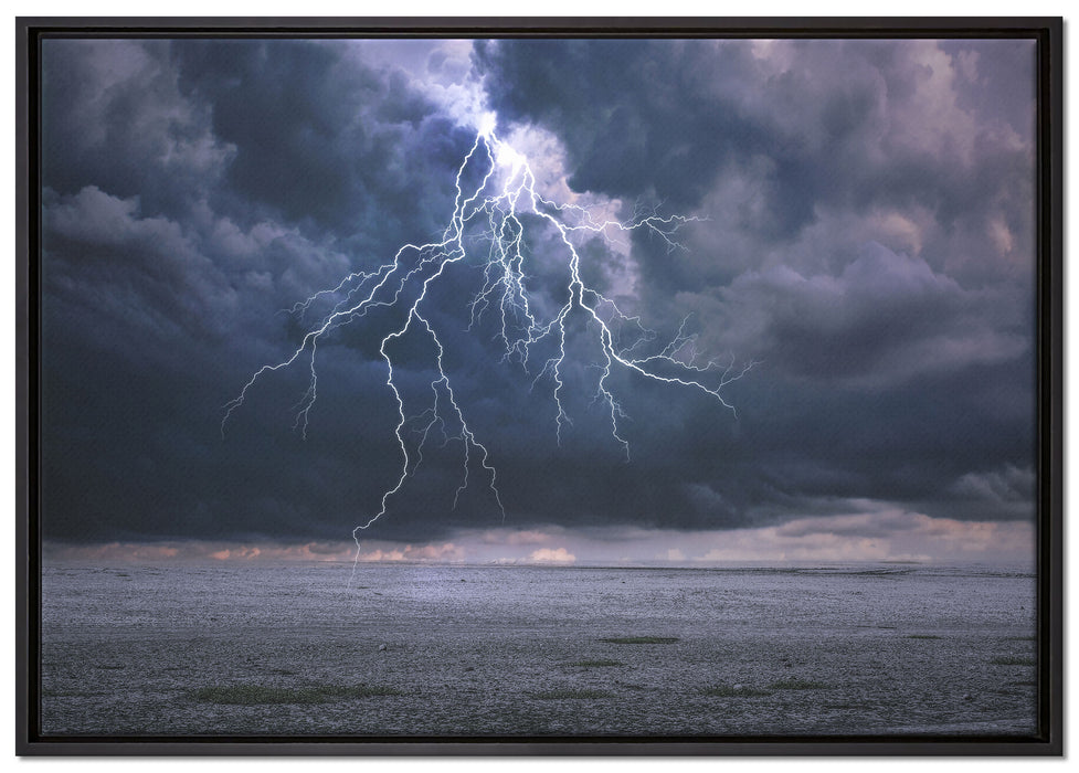 Gewitter über Meer auf Leinwandbild gerahmt Größe 100x70