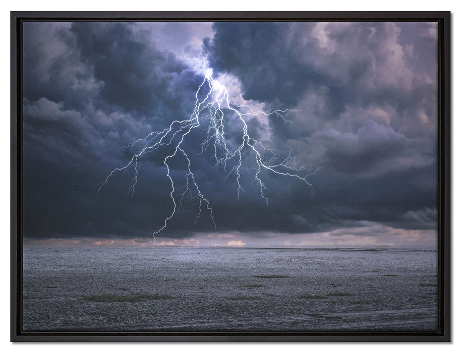 Gewitter über Meer auf Leinwandbild gerahmt Größe 80x60