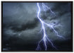 Blitz am Gewitterhimmel auf Leinwandbild gerahmt Größe 100x70