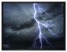Blitz am Gewitterhimmel auf Leinwandbild gerahmt Größe 80x60
