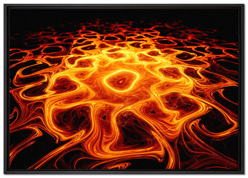 Lava Muster in der Nacht auf Leinwandbild gerahmt Größe 100x70
