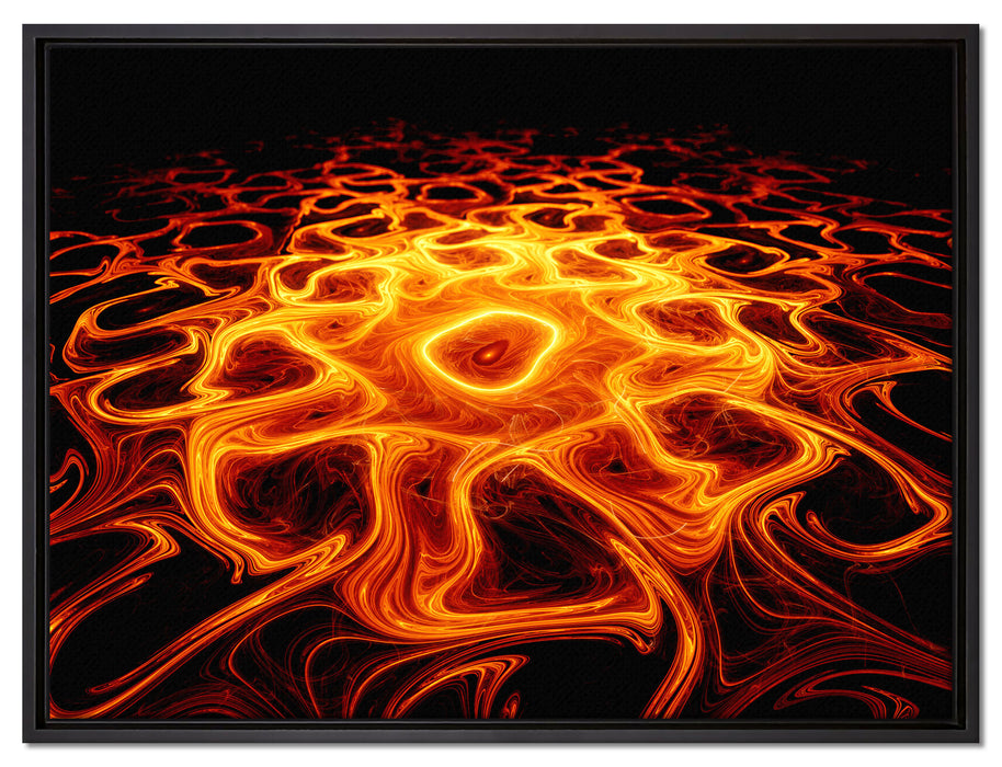 Lava Muster in der Nacht auf Leinwandbild gerahmt Größe 80x60