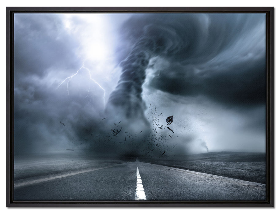 Wirbelsturm an Highway auf Leinwandbild gerahmt Größe 80x60