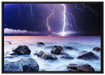 Blitzeinschlag in Meer auf Leinwandbild gerahmt Größe 100x70