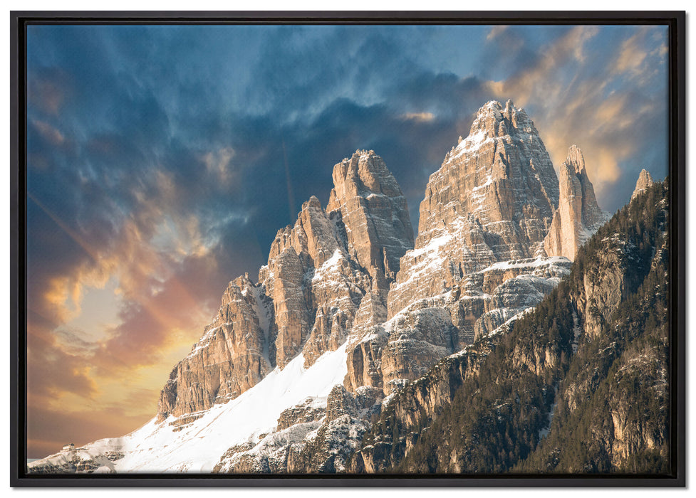 Bergkette auf Leinwandbild gerahmt Größe 100x70