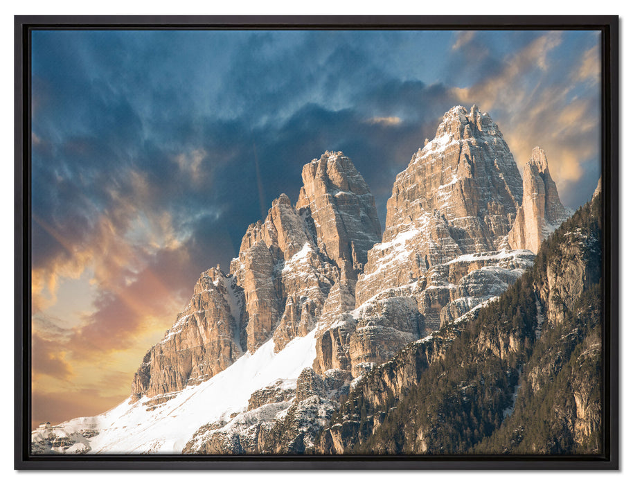 Bergkette auf Leinwandbild gerahmt Größe 80x60