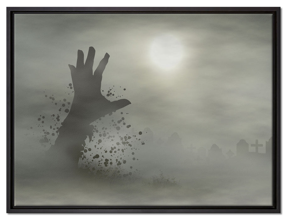 Zombie Erwachen auf Leinwandbild gerahmt Größe 80x60