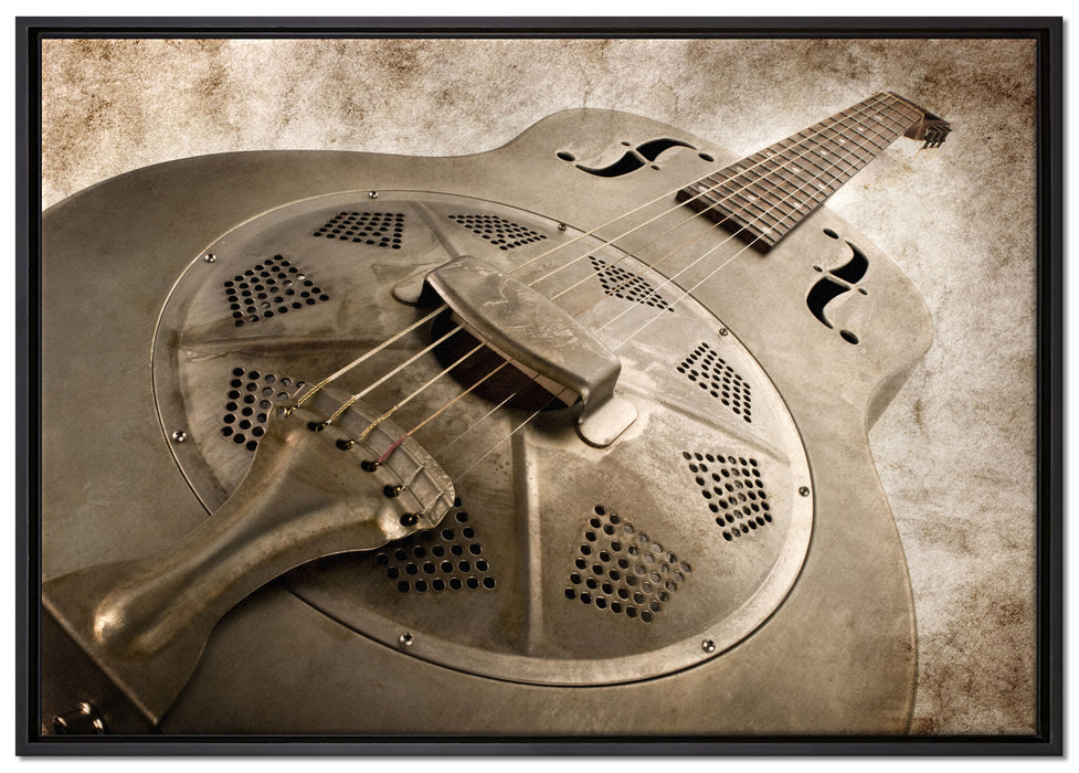Wunderschöne alte Gitarre auf Leinwandbild gerahmt Größe 100x70
