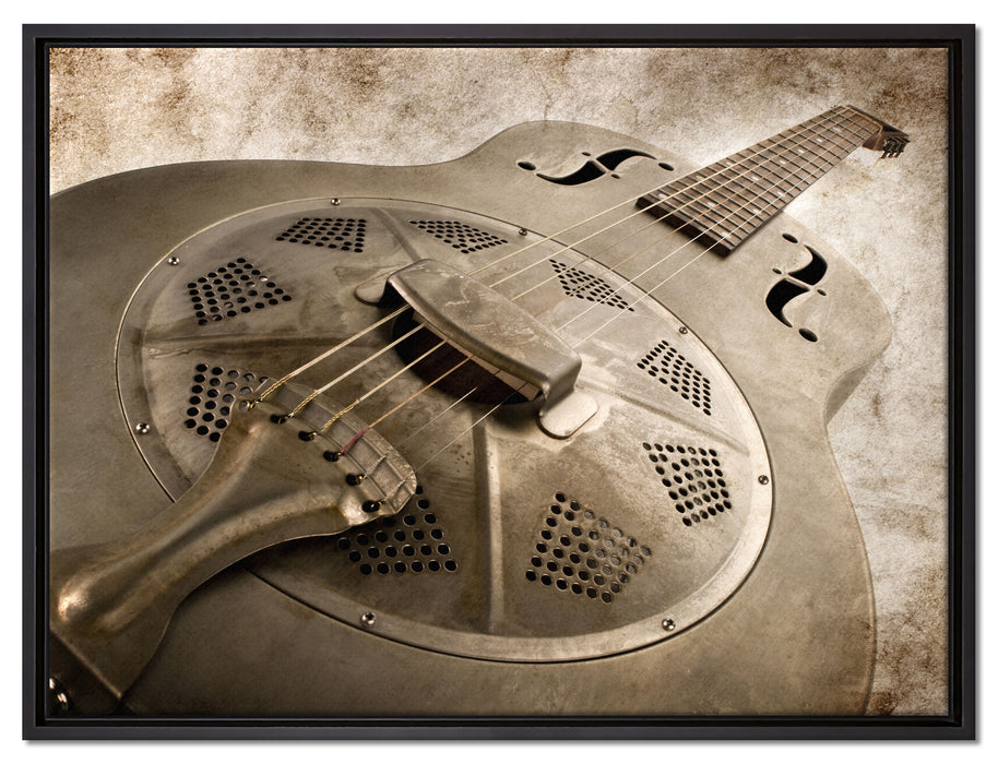 Wunderschöne alte Gitarre auf Leinwandbild gerahmt Größe 80x60