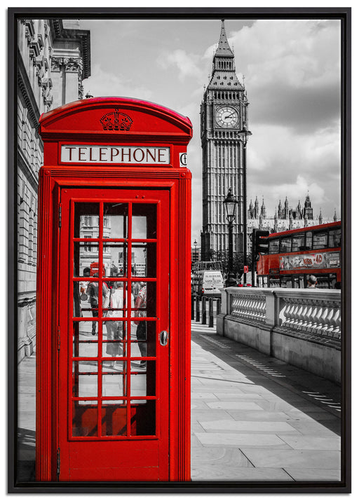 Telefonzelle London auf Leinwandbild gerahmt Größe 100x70