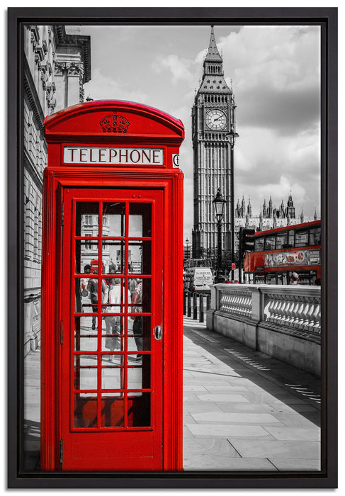 Telefonzelle London auf Leinwandbild gerahmt Größe 60x40