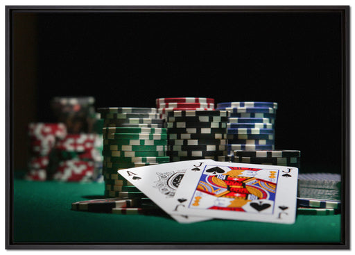 Pokertisch Las Vegas auf Leinwandbild gerahmt Größe 100x70