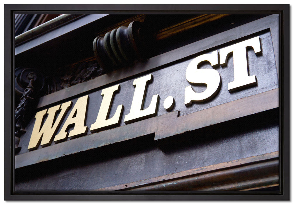 Wall Street in New York auf Leinwandbild gerahmt Größe 60x40