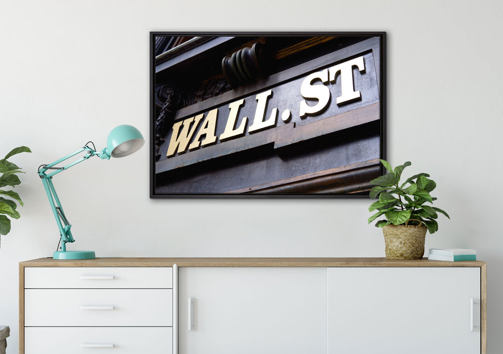 Wall Street in New York auf Leinwandbild gerahmt verschiedene Größen im Wohnzimmer