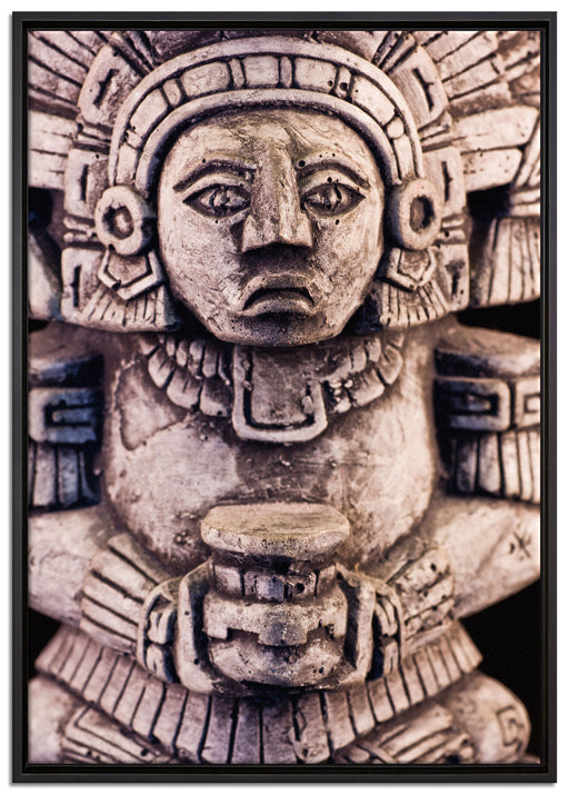 kleine Maya Skulptur auf Leinwandbild gerahmt Größe 100x70