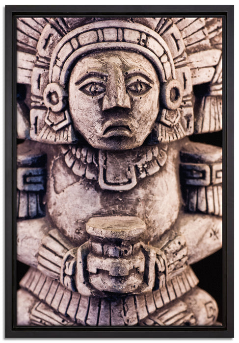 kleine Maya Skulptur auf Leinwandbild gerahmt Größe 60x40